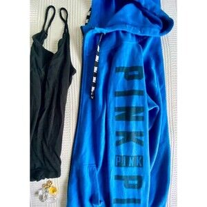 Victoria’s Secret PINK full zip fleece hoodie preloved fashion show blue small